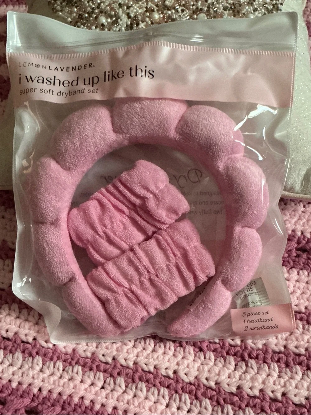 Pink Super Soft Kids Headband & Wristband Set 3 Pieces